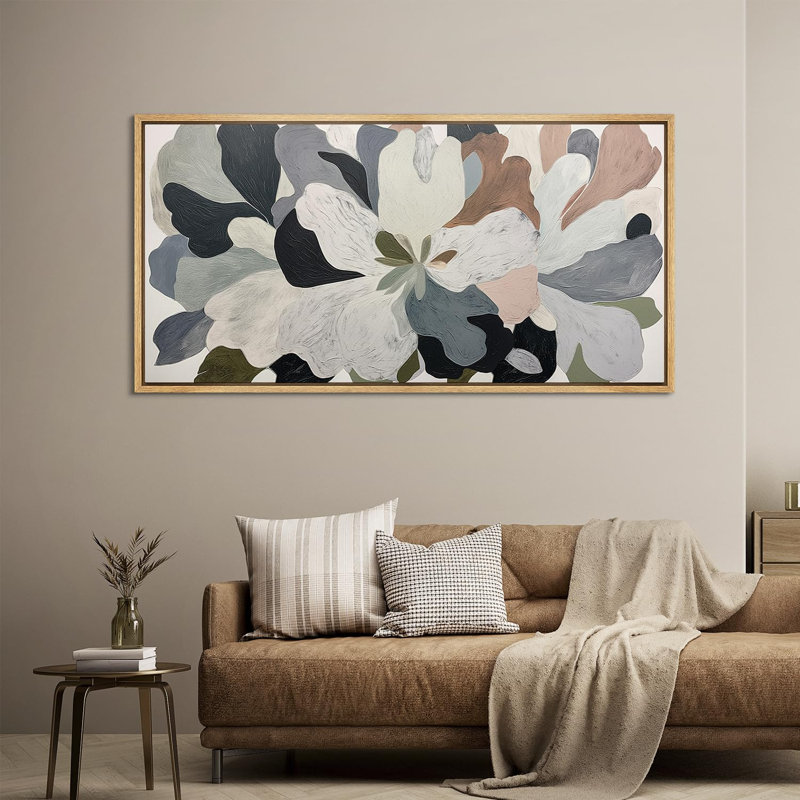 «Abstract Botanical Mid Century Shape Contemporary Blossom Abstract Floral», reproduction d'art sur toile, H 30 po x l 60 po