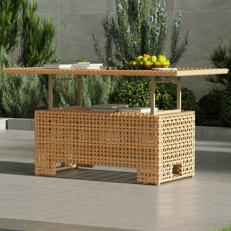  Table basse d'extérieur en osier extensible L 51,25 po x l 27 po Marvalyn