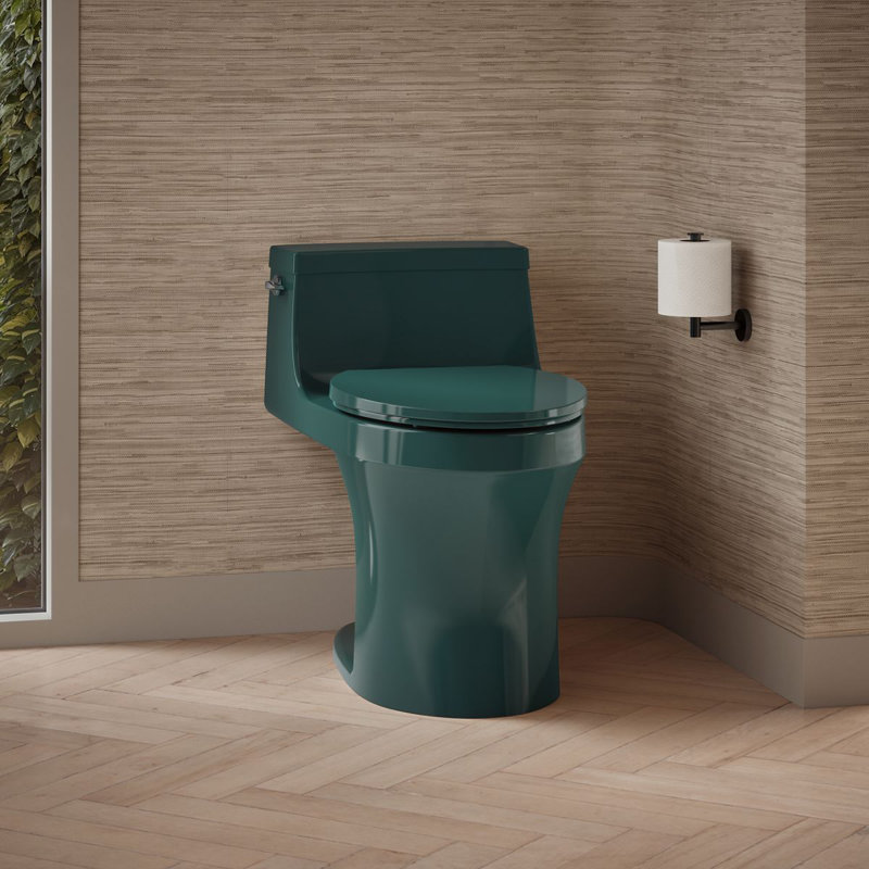 San Souci™ 1.28 GPF Elongated One-Piece toilet (Seat Included), Left-Hand, Teal