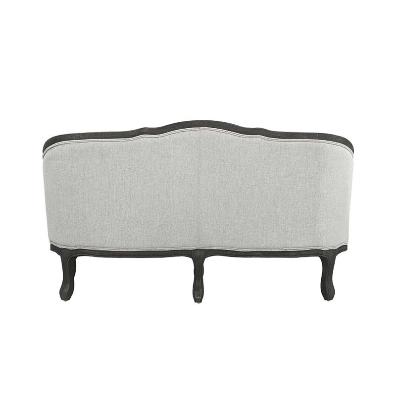 E21820DB00584AB9A59374EA1BC8AFC7 Loveseat W/2 Pillows, Grey Linen & Dark Brown Finish - Agatho ( 1Pc/1Ctn )