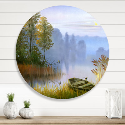 " The Boat On The Bank Of The Lake " Painting Print