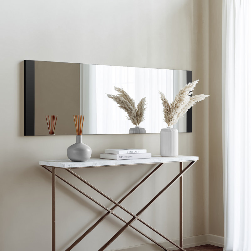 Jaliyah Wood Flat Mirror, Black