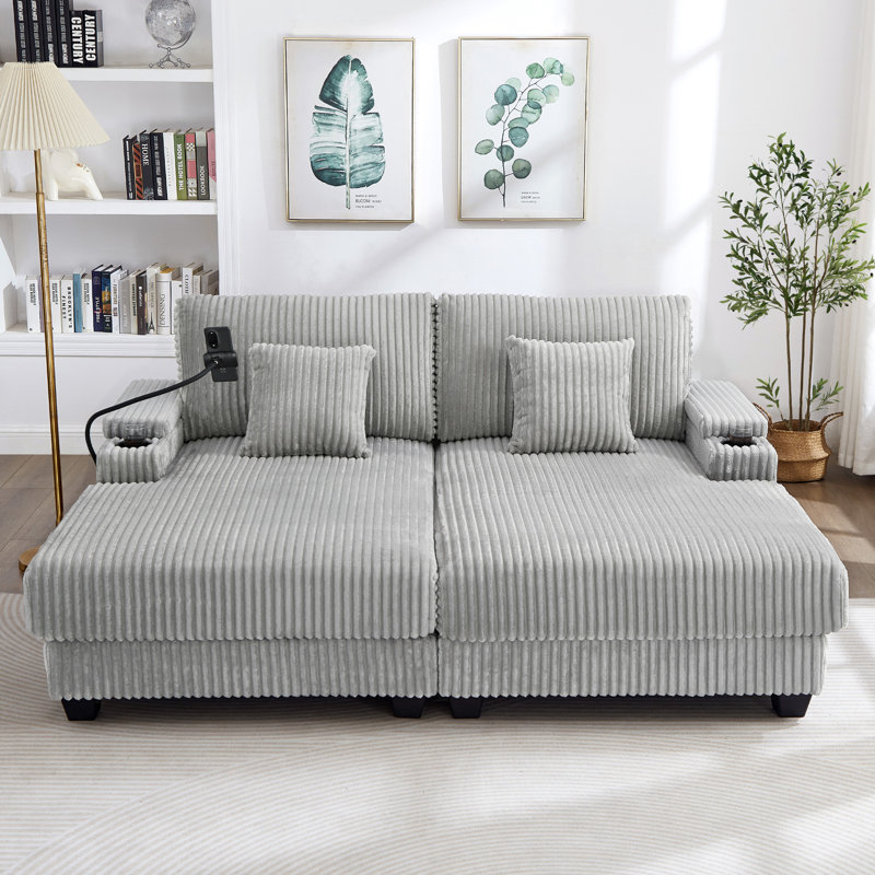 Canapé-lit moderne avec méridienne 75,5 po, Gris