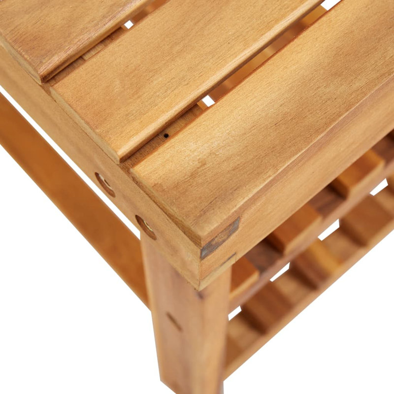 Shoe Rack Bench Shoe Storage Organizer Shelf Holder Solid Acacia Wood, 18.1"H x 35.4"W x 12.5"D