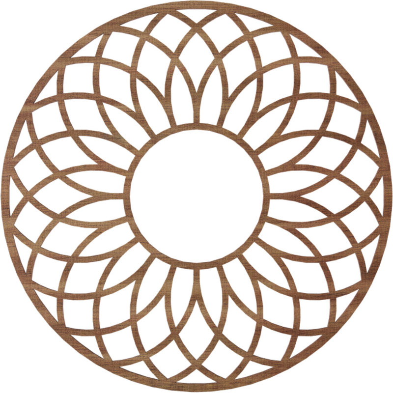 Médaillon de plafond 26 "x 27" x P 7/8 "x P 3/8" Cannes, Noyer, H 24 po x l 24 po x P 0,25 po