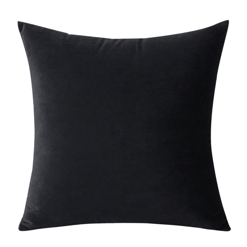 Housse de coussin carré en velours , Noir