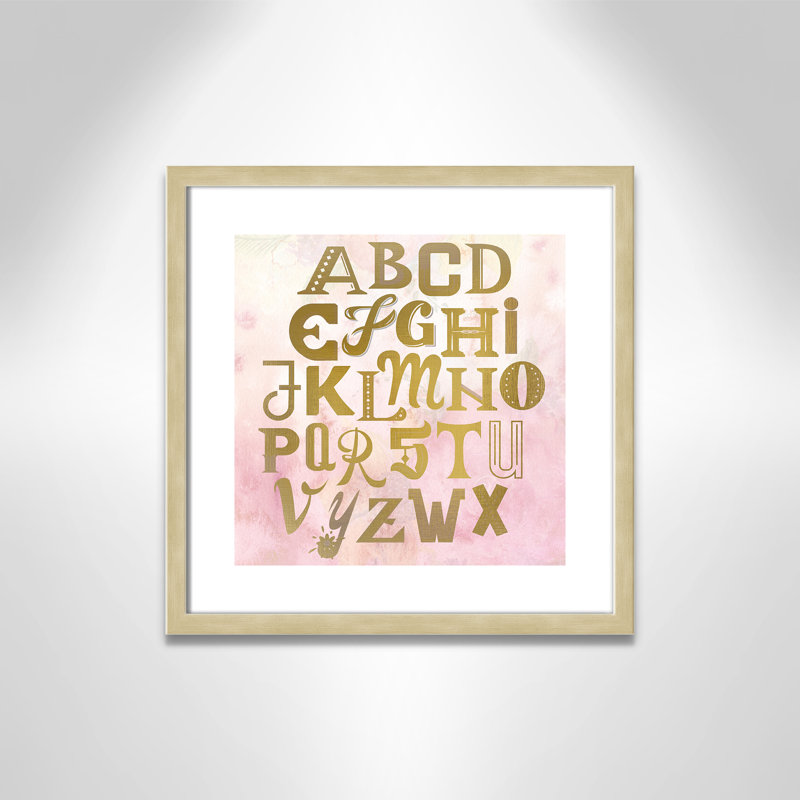 Abc Pink ', impression sur papier, Encadré de boîte champagne, H 16 po x l 16 po x P 1,18 po