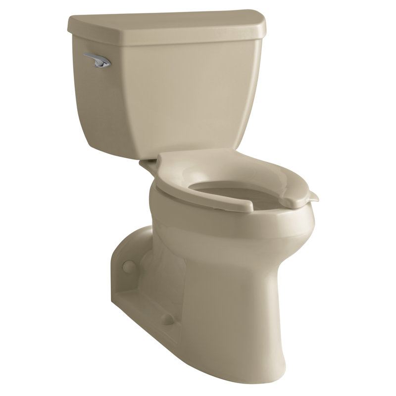Barrington 1.0 GPF Elongated Two-Piece Toilet with Pressure Lite Flushing Technology, Mexican Sand, Left-Hand