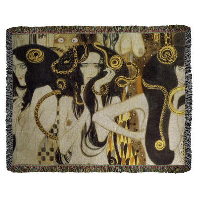 Gustav Klimt Hand Woven Throw Blanket