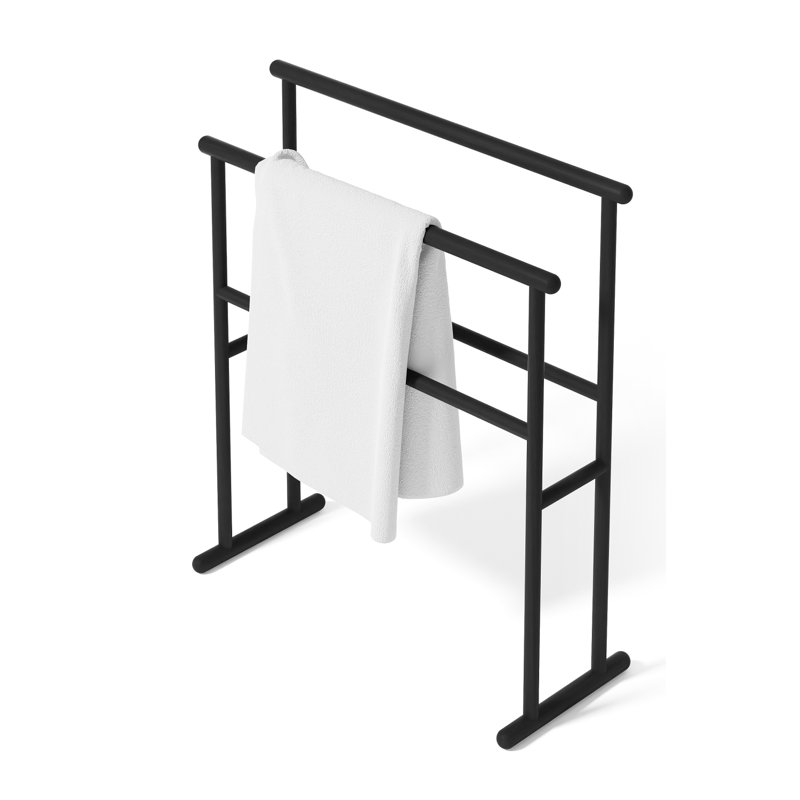 Yoku Floor Mounted Towel Stand, Black Oak