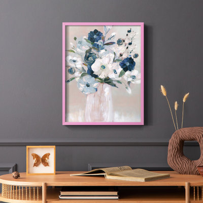 Touch of Teal Arrangement II Framed Print - Solid Wood