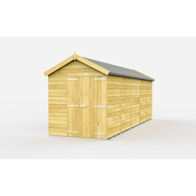 7ft x 19ft Apex Shed - Double Door without Windows