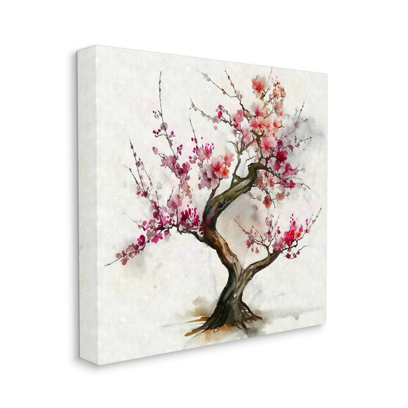 "Au-766", impression de cerisier en fleurs sur toile par Ziwei Li, H 17 po x l 17 po x P 1,5 po