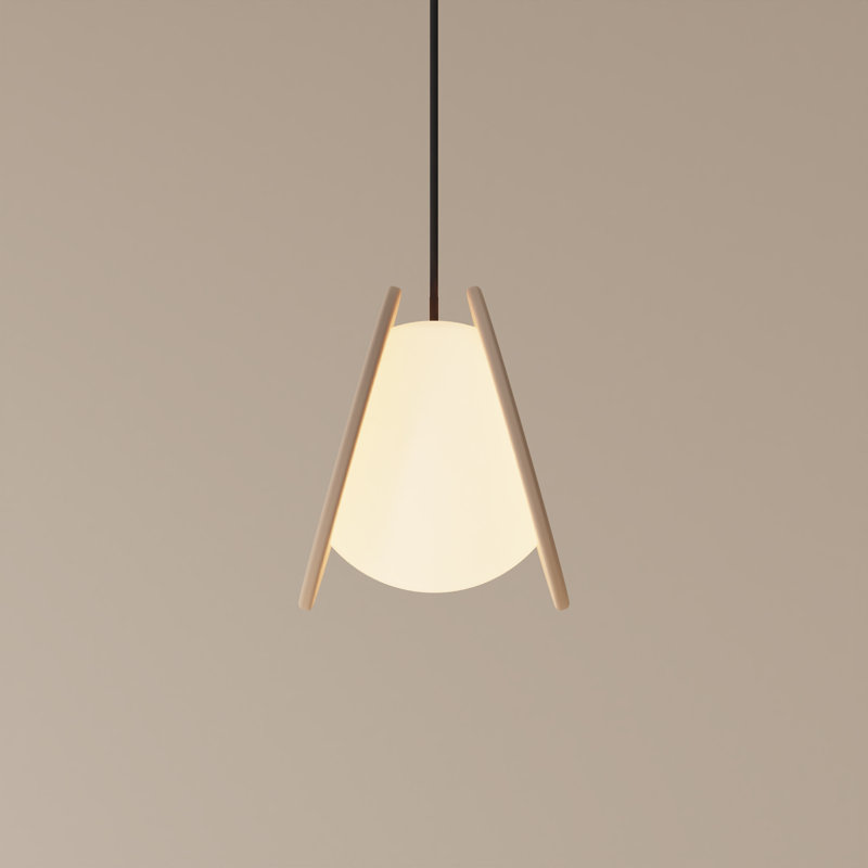 Pendulum Pendant Light, Peach, Black, 14" H x 9.69" W x 8.03" D