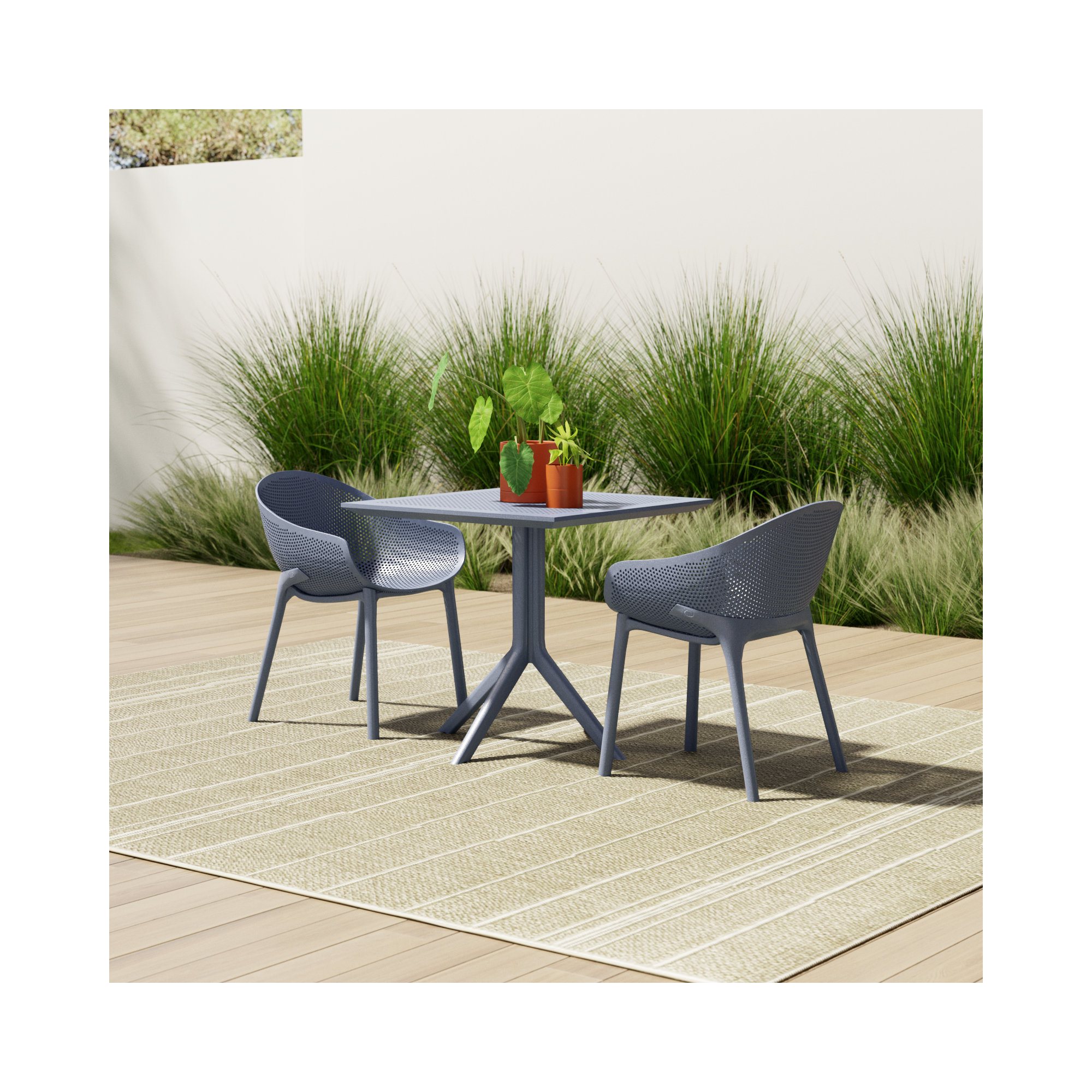 Farrah Square 2 - Person Bistro Set, Dark Gray