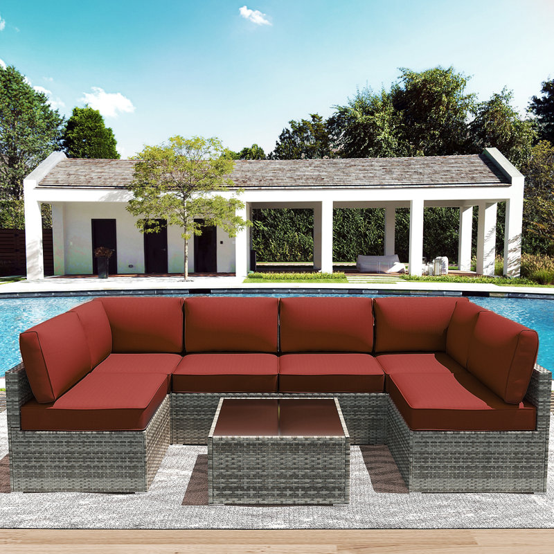 Outdoor Replacement Cushions for Patio Furniture,Water-Resistant Sofa Cushions for Rattan Wicker Sectional Patio Conversation Sets,14-Piece Outdoor Couch Cushions Patio Sofa Cushions