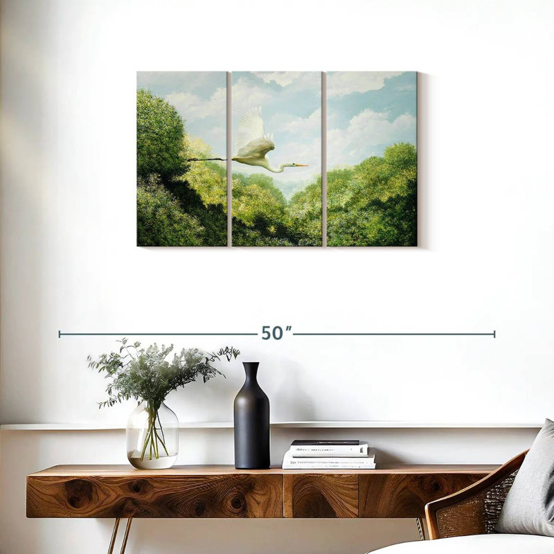 Brampt Flying Egret, 20" H x 33" W