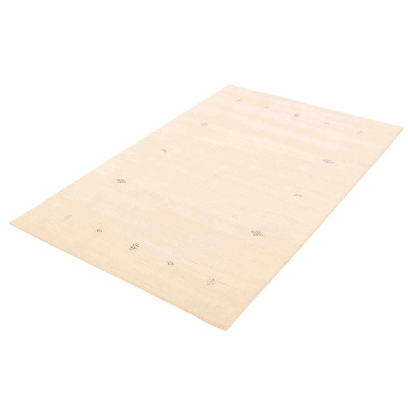 Tapis ivoire en laine noué à la main de conception unique 4 pi 11 po x 7 pi 10 po New Age