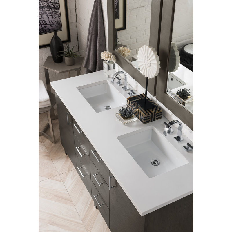 Metropolitan 60'' W Double Vanity, Silver Oak, Arctic Fall
