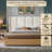 Modern Wingback Upholstered Bed with 2 Footboard Drawers, King, Beige Linen-1108092537-1108092538
