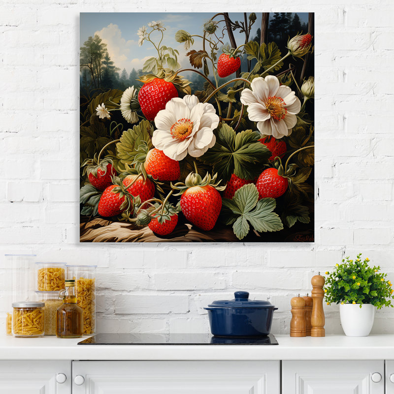 Peinture renaissance d'un fruit à la fraise III - fruits, art mural, H 30 po x l 30 po x P 1,5 po
