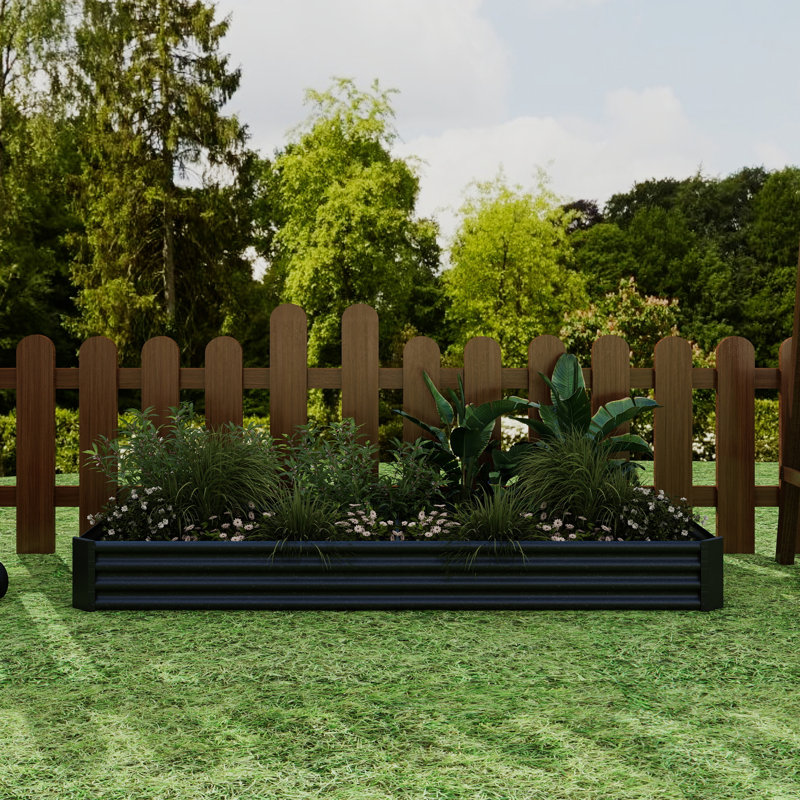 Raised Garden Bed Outdoor, 1Ft , Metal Raised Rectangle Planter Beds For Plants, Vegetables, And Flowers Silver, Black
