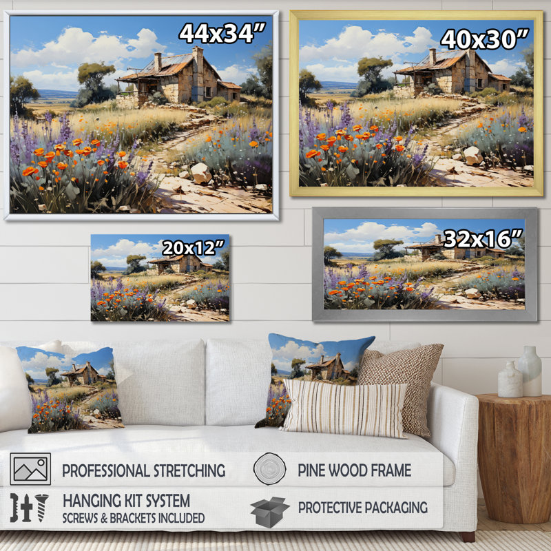 Charme rustique sur toile, Cadre flottant doré, H 24 po x l 32 po x P 1 po