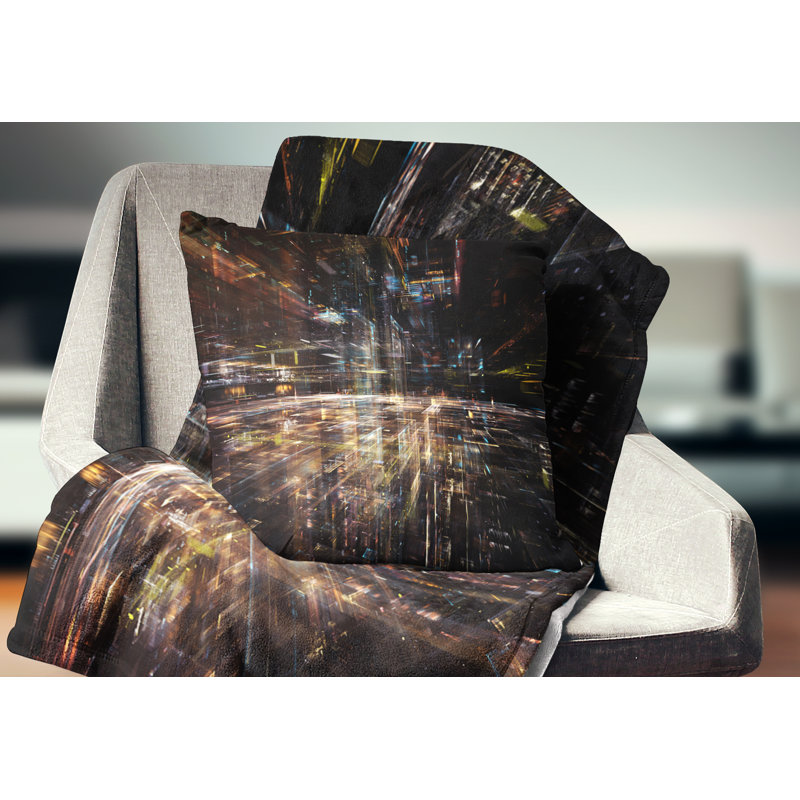 Lueur de technologie - coussin abstrait imprimé, 16 po x 1 po, Coussin décoratif