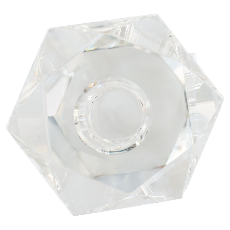 Faceted Crystal Tabletop Candlestick, 6.50" H x 3.75" W x 3.75" D