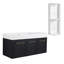 48 Inch Wall-Mounted Bathroom Vanity With Sink And Storage Rack, Thick Edged Resin Left Basin, KD-Package