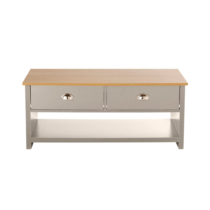 Acuff Floor Shelf Coffee Table with Storage, Grey