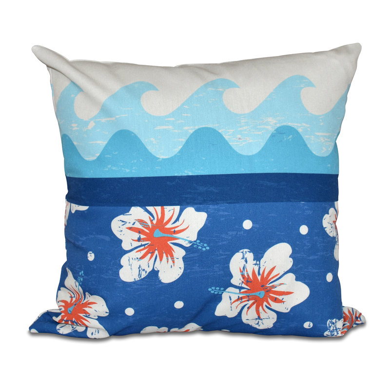 Surf, Sand, & Sea Floral Reversible Throw Pillow, Blue, 26" H x 26" W