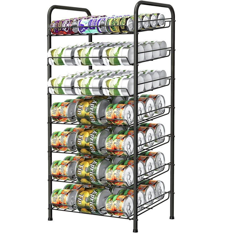 Canned Food Storage Dispenser for Kitchen Cabinets or Pantry, 2-Tier Black  Metal Wire Can Rack Organizer