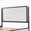 Lit double avec tête de lit en tissu blanc, cadre argent champagne et noir-2049929426
