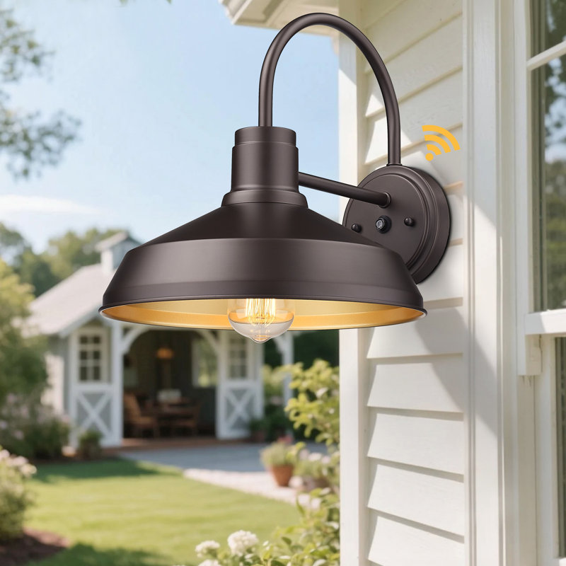 Dusk To Dawn Gooseneck Barn Light – Oil Rubbed Bronze Outdoor Wall Sconce, Farmhouse & Rustic Style, Anti-Rust Exterior Fixture, 1-Pack