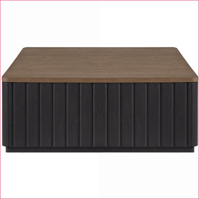 Table basse moderne en placage d'orme avec finition deux tons Channel & amp; Roulettes pour salon