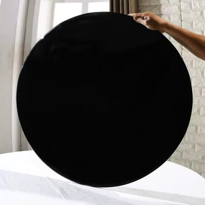39.3 Inch, Round, Black, Tempered Glass Table Top, 3/8 Inch Thick, Low - Risk Of Injury When Broken For Long Term Use
