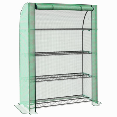 4 Tier Mini 120*50*170 cm Steel 1 Piece Mini Greenhouse Green with Roll-up Door