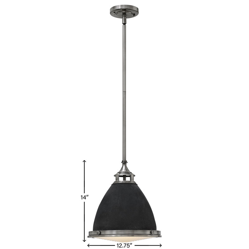 Amelia 1 Light Mini Pendant, Aged Zinc