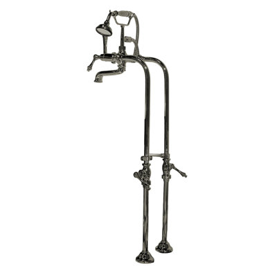 5 Handle Floor Mounted Clawfoot Tub Faucet with Diverter and Handshower