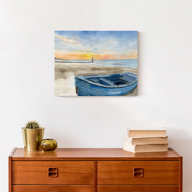 Bateau de plage sur toile, H 11 po x l 14 po x P 1,25 po