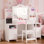 Ensemble de coiffeuse pour enfants avec tabouret et miroir