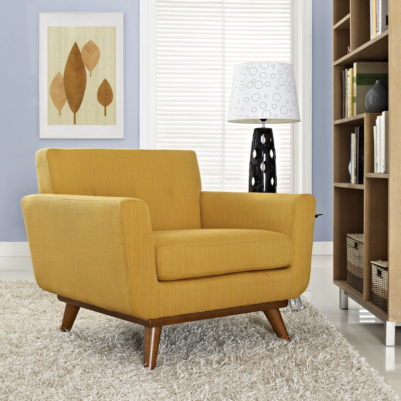 Carson Carrington Sigtuna Wooden Leg Mid-century Armchair, Citrus