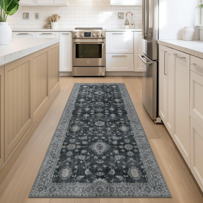 Tapis de couloir pour couloir lavable à la machine, tapis de couloir rétro Boho 2 x 5 antidérapants, tapis de sol minces