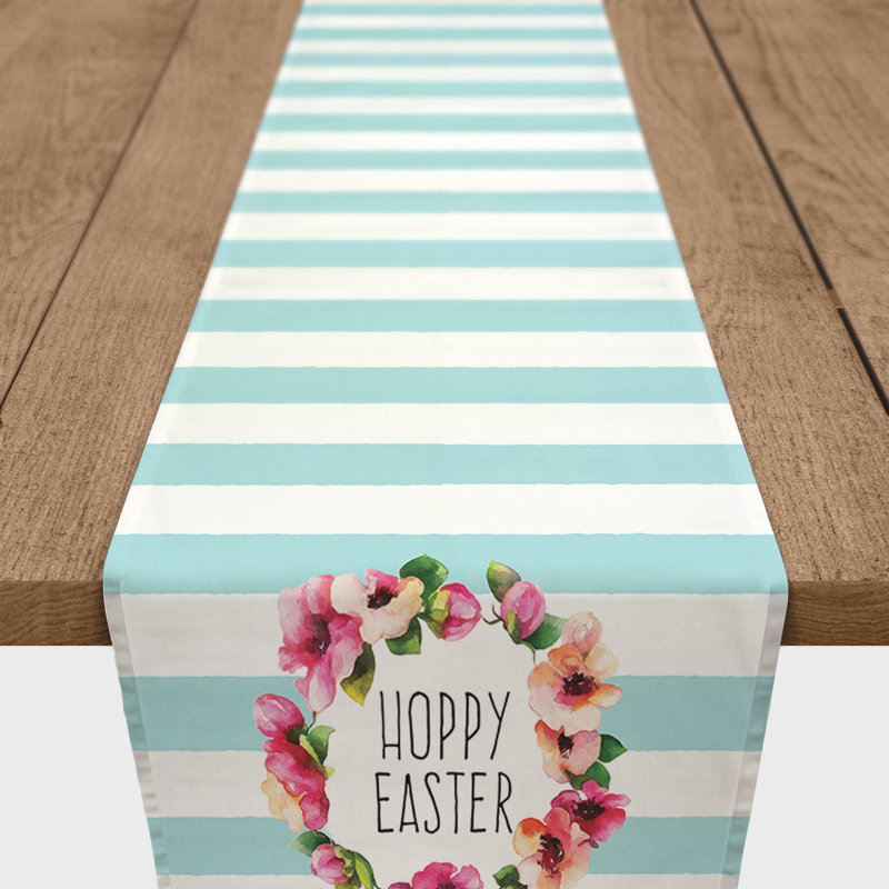 Carlesia Rectangle Striped Easter Polyester Table Runner, 16" D x 72" L