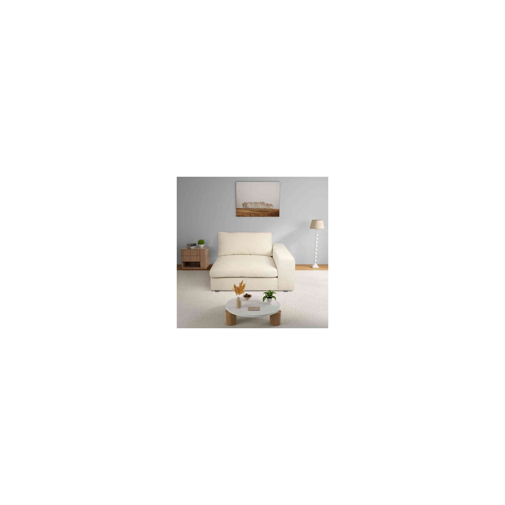 Ojai 50" Wide One Arm Chair, Beige Chenille