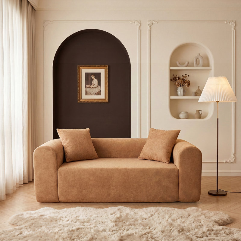 Canapé modulaire à assise profonde en chenille douce avec coussins, canapé modulaire et causeuse Modern, Brun