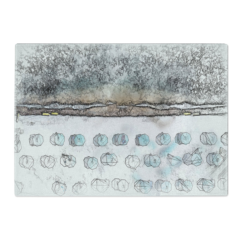 Tempered Glass on the Beach Chopping Board, 20 cm x 28.5 cm