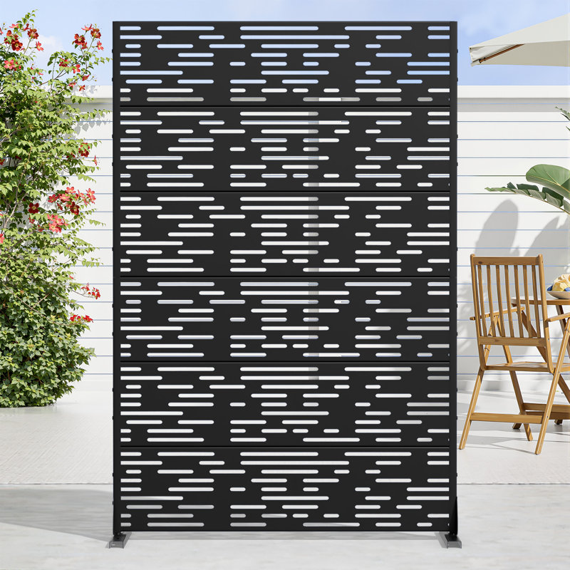 Panneau de clôture en métal pour l'extérieur, Noir, H 72 po x l 47 po x P 16 po