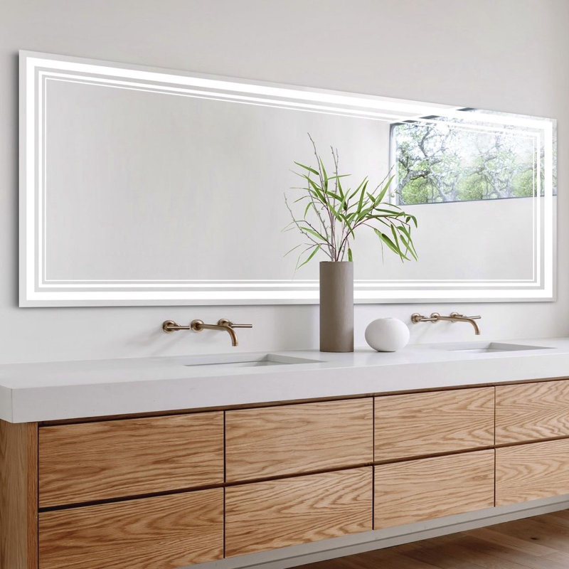 Bhanmati Rectangle LED Mirror, Bathroom/Vanity Mirror with Dimmable Lights, Wall-Mounted, 36" x 48"